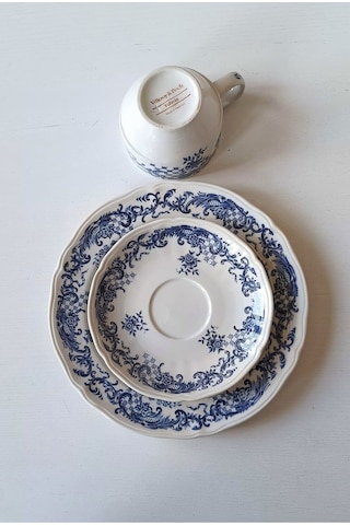 Valeria Üçlü/trio Çay Fincanı Vitro Porzellan Antıque Tea Cup & Saucers Maviv