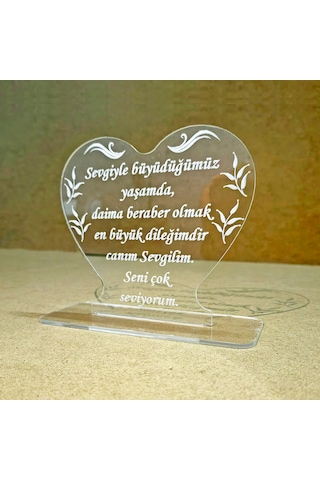 Sevgililer İçin Pleksi Tebrik Kartı Lazer Kazıma Güzel Sözler (Kişiye Özel)