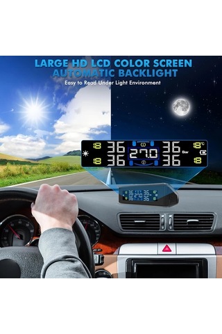 Boatshop1 T15 Tüm Uyumlu Modeller Harici Sensörlü Evrensel Kablosuz Güneş Enerjili Lastik Basınç İzleme Sistemi Tpms Usb Şarj 36v Hassas Algılama