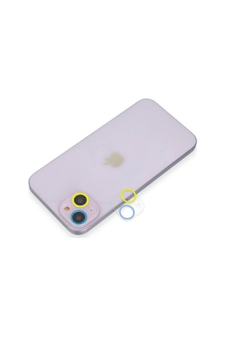 Apple iPhone Uyumlu 13 Mini Renkli Kamera Lens Koruma Cam - Sarı-mavi Çok Renkli