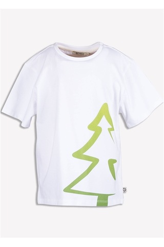 Ozmoz Erkek Çocuk Beyaz Organik Ağaç Baskılı T-Shirt Beyaz