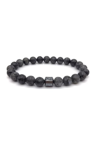 Doğal Taş Gri Parlak Kadın Erkek Bileklik Mıknatıslı Sigara Bıraktırma Güç Denge Bilekliği Çok Renkli