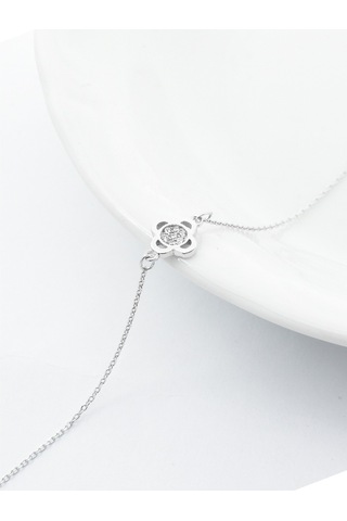 Brezza Lusso Jewelry Luck Serisi Swarovski Taşlı Minimal Yonca Kadın Gümüş Bileklik