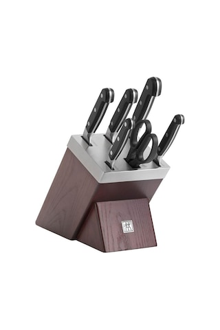 Zwilling Pro Blok Bıçak Seti Kendinden Bilemeli Dişbudak Ağacı