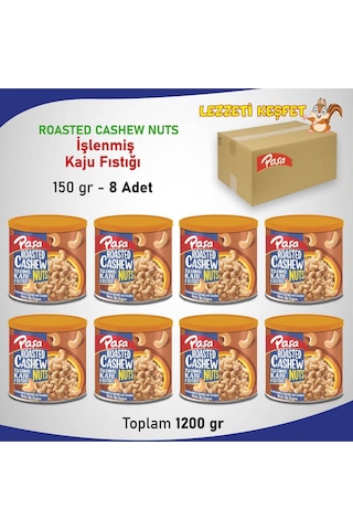 Paşa Kuruyemiş İşlenmiş Kaju Fıstığı Teneke 8 x 150 G