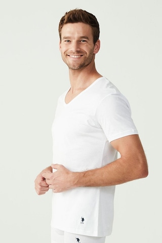 U.S. Polo Assn. U.s Polo Assn. 90001 Erkek Battal 2'li V Yaka T-shirt-beyaz Beyaz
