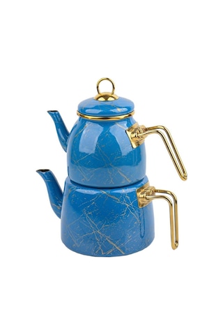 Nishev.com Evini Sev Elite Class Kırık Mermer Desenli Çaydanlık Mavi