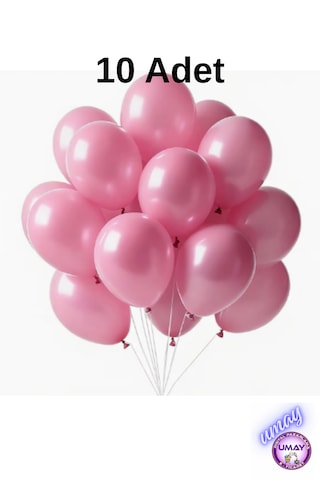 10 Adet 12 İnç Metalik Balon Helyum Uyumlu Parlak Lateks Parti & Organizasyon Balonu Pembe
