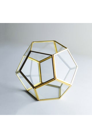 Cam Fanus Geometrik Teraryum Pirinç & Bakır