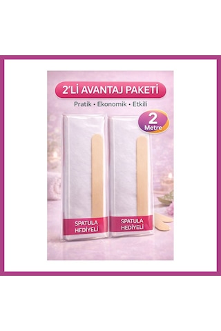 Gees Global Biowet Ağda Bezi 2 Metre Spatula Hediyeli Epilasyon Bezi Dayanıklı Tüy Dökme Bezi 2'li Paket Gbzs