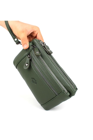 Erkek Haki Renk Çok Bölmeli Bileklik Kemerli El Bantlı Portföy Ça