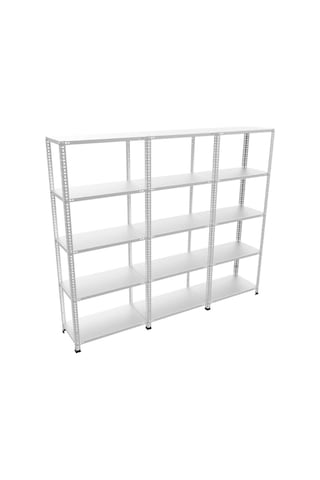 Raf Burada  5 Katlı 3'lü Galvaniz Çelik Raf - Depo, Arşiv, Kiler, Dosya, Market Rafı-31x75x200 cm- 0.70 mm