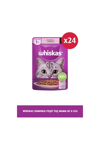 Whiskas Somon Balıklı Pouch Yaş Kedi Maması 24 x 85 G