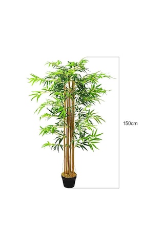 Yapay Bambu Ağacı Ekstra Doğal Görünüm Siyah Saksılı 6 Dallı 150C
