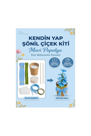 Mavi Şönil Papatya Yapım Kiti Şönil Hobi Seti - Yaratıcı Hobi Ve Kendin Yap Seti