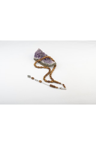Burhan Sağlam Kapsül Kesim 11x8 Mm Sıkma Kehribar Alpaka Püsküllü Tesbih Bs2473618