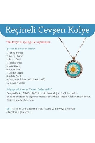 Çiçek Sarı Safran El İşi Otantik Reçine Kolye Cevşen (1773-1) Bronz