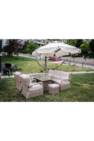 Vrv Garden Bahçe Mobilyası Rattan Balkon Bahçe Teras Oturma Grupları,masa Sandalye Takımları Rattan Takım Kahverengi