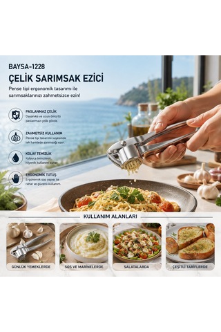 Baysa 1228 Çelik Sarımsak Ezici