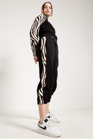 Jahr Marc Zebra Desenli Siyah Kadın Jogger Çok Renkli
