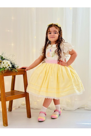 H L Y Karol Tasarım Sarı Kız Bebek Elbisesi,doğum Günü Elbisesi, Fotoğraf Çekim Elbisesi,0-12 Yaşa Uygun Sarı