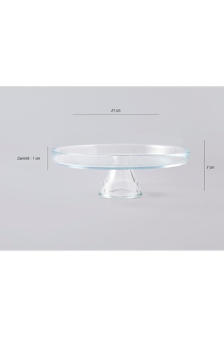 Ayaklı Şeffaf Cam Sunum Tabağı 21 Cm