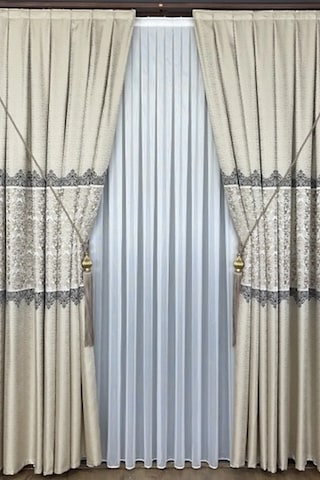 Takım Fon Perde Krem-bej 2 Kanat Fon+aksesuar Krem