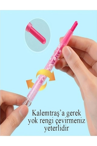 Çevirmeli 12 Li Mum Boya Uzun Pastel Silinebilir Mum Boya Tam Boy Südor 1 Paket Çok Renkli