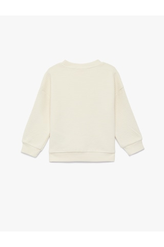 Koton Bisiklet Yaka Uzun Kollu Pamuklu Oversize Sweatshirt Ekru 6smb10096tk Ekru