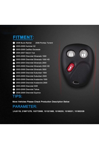 Yifomall 2 Adet Cr2032 Pilli Uzaktan Kumandalı Anahtarlık - Cadillac, Chevrolet, Gmc Uyumlu