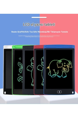 8,5 İnç Lcd Işık Enerjisi Kara Tahta Erken Eğitim Siyah Renkli Ekran Yüksek Parlaklık Yazı Tahtası Siyah