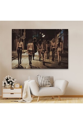 Es10 Özel Tasarım, Dekoratif BaskıSokak Kadınları Tablosu - Street Woman-6554 (50 x 70)