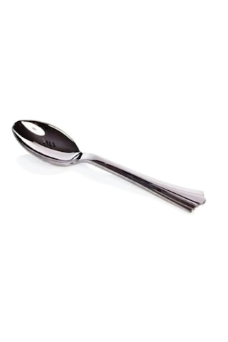 Metal Görünümlü 15,5cm Plastik Kaşık 18 Li Metalik