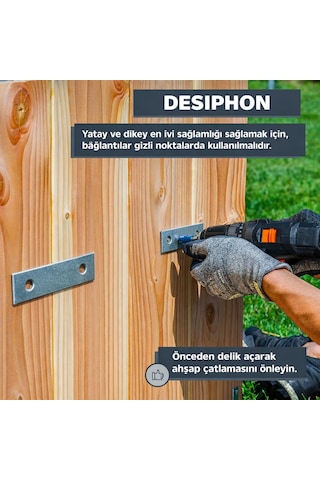 10 Ad. Düz Gönye Bağlantı Demiri 15x50 Mm 20 Ad Vida - Eşya Dolap Sabitleme Köşe Birleştirme Aparatı Metalik