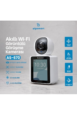 Alpsmart As670 Akıllı Wifi Güvenlik Kamerası Kendinden Ekranlı...