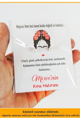 20 Adet Kuşe Kartlı İnci Küpe - Kına Hediyesi - Nikah Hediyesi - Krem