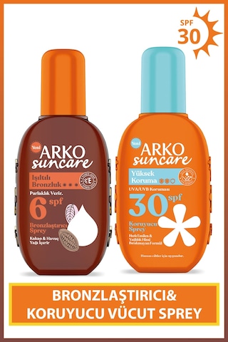 Suncare Spf6 Bronzlaştırıcı Yağ 220ml & Spf30 Yüksek Korumalı Vücut Güneş Spreyi 200ml Yaz Seti