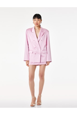 Koton Düğmeli Uzun Kollu Cepli Kruvaze Yaka Blazer Ceket Pembe 6sak50133uw Gül