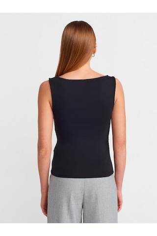 DİLVİN Dilvin Kadın 31589 Büzgülü Kayık Yaka Top Siyah Bluz-101a31589