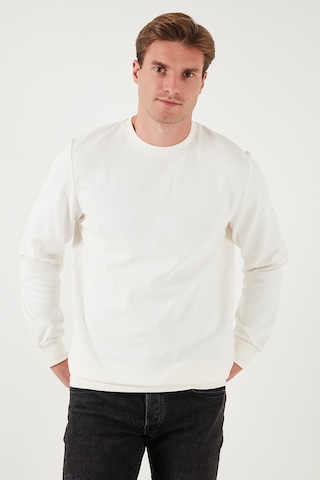 Buratti Çizgili Pamuklu Bisiklet Yaka Erkek Sweat 5905241 Ekru