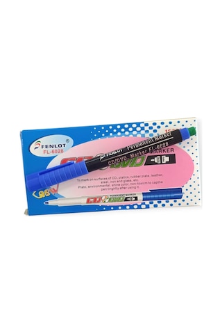 Fenlot 1 Kutu Mavi Asetat Permanent Cd Kalemi Medium Uçlu 12 Adet