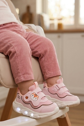 Cool Pudra Cırtlı Işıklı Anatomik Bebek Spor Ayakkabı Sneaker Aria B