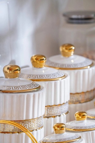 Acar Eva Gold Metal Standlı Baharatlık 7'li Çok Renkli
