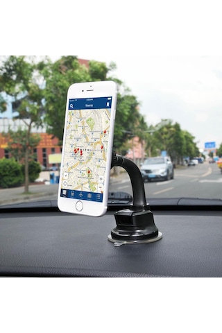 Araç İçi Manyetik Telefon Tutucu Vantuzlu Esnek Boyunlu Dashboard Ve Cam Uyumlu 360 Döner Stand