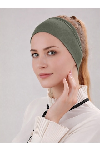 Alivascarf Kaymayan Silikonlu Bandana Bone Siyah - Kadın Tesettür Dikişsiz Kaymaz Geçme - Sportif Saç Bandı Haki