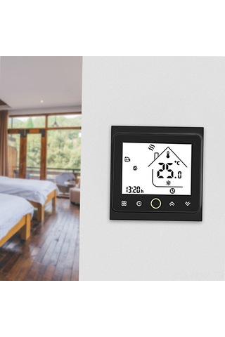 Suofeng Siyah Akıllı Su Isıtma Sıcaklık Kontrol Cihazı - Ev Isıtma Sistemi İçin Akıllı Termostat - Sıcaklık Ayarlayıcı