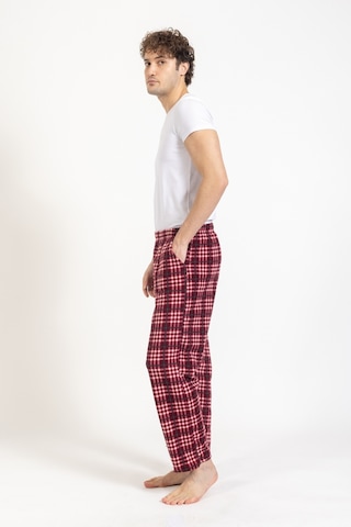 Erkek Polar Kışlık Eşofman Alt Desenli Tampap Polar Alt- 1005 Kırmızı