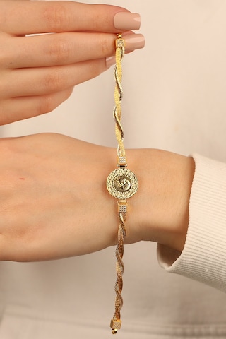 Çgk Çiğdem Gürel Kuyumculuk Çeyrekli Balıksırtı Kayze Model Altın Bileklik Gold