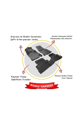 Volkswagen Jetta 2005-2011 3d Siyah Kokusuz Havuzulu Paspas Takımı