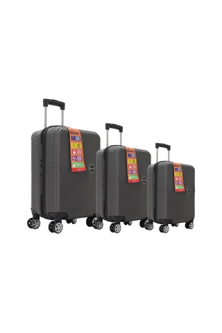 Escape Vlz 072-set Abs 8 Tekerlekli Büyük, Orta, Kabin Boy Valiz, Bavul Seti, Antrasit